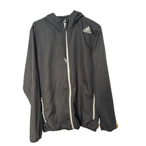 Adidas Men's L Lightweight Black White Windbreaker Jacket Fall Athletic Active